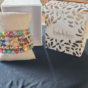Nicole Miller Colorful Beaded Bracelet with Gold Accents